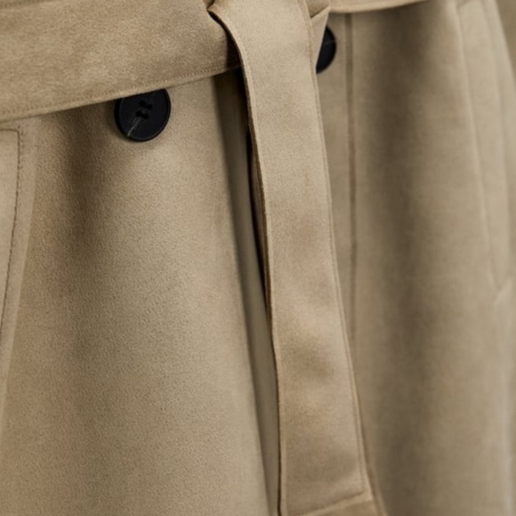 Zara Faux Suede Leather Trenchcoat - Picture 5 of 9